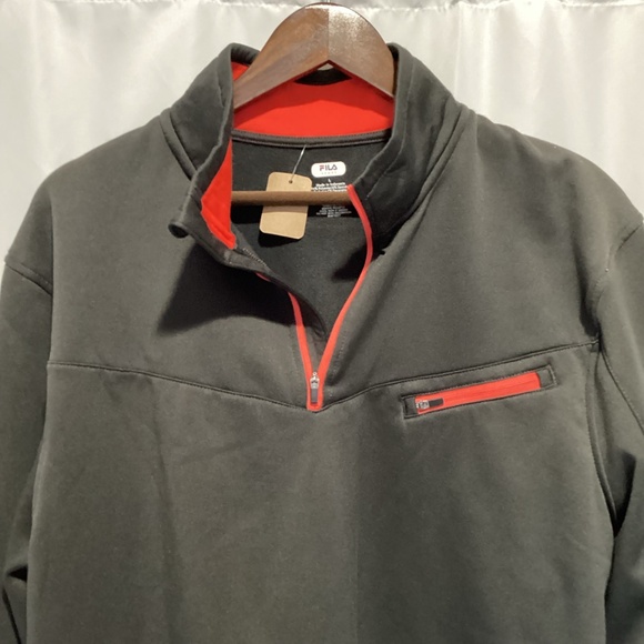 1661. Men’s Fila Black Pullover Hoodie Fleece-Lined NWT Size L - Picture 4 of 7